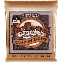 Струны для акустической гитары ERNIE BALL 3545 Earthwood Phosphor Bronze Custom Light 3 Pack 11.5-54