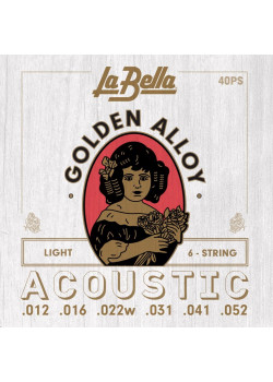 40PS Golden Alloy Комплект струн для акустической гитары, бронза 80/20, 12-52, La Bella