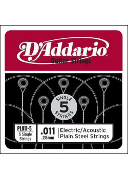 PL011-5 Plain Steel Отдельная стальная струна без обмотки 011, 5шт, D`Addario