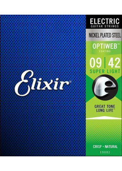 19002 Optiweb Комплект струн для электрогитары, никелированная сталь, Super light 9-42, Elixir
