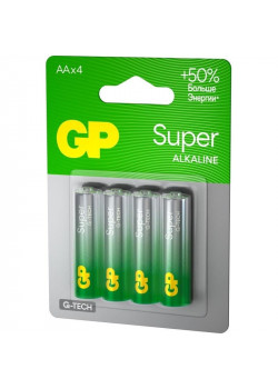 GP15AA21-2CRSBC4 Super Alkaline G-TECH Элемент питания АА, алкалиновый, 4 шт, GP