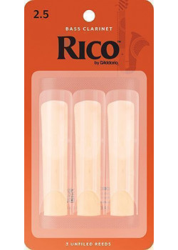 REA0325 Rico Трости для кларнета бас, размер 2.5, 3шт, Rico