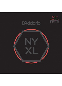 NYXL1074 NYXL Комплект струн для 8-струнной электрогитары, LTop/HBottom, 10-74, D'Addario