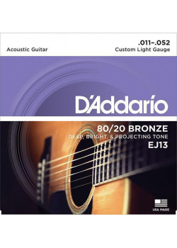 EJ13 BRONZE 80/20 Струны для акустической гитары бронза Custom Light 11-52 D`Addario