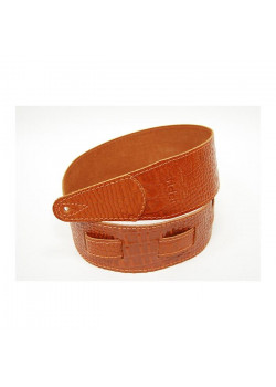 FL660287L11 Leather 11 Ремень для гитары, кожаный, мандарин, тиснение рептилия, Fidel