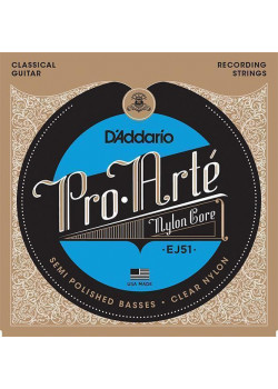 EJ51 Pro-Arte Струны для классической гитары, полир. басовые струны, сильное натяжение, D'Addario