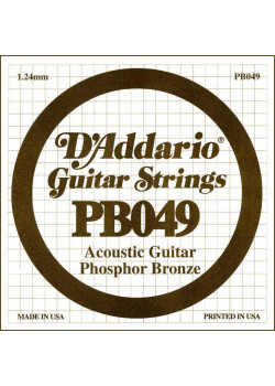 PB049 Phosphor Bronze Отдельная струна для акустической гитары, фосфорная бронза, .049, D'Addario