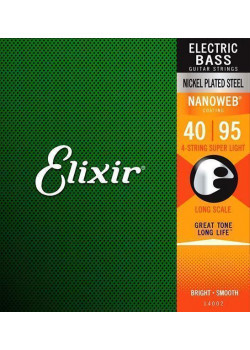 14002 NANOWEB Комплект струн для бас-гитары, никелированные, Super Light, 40-95, Elixir