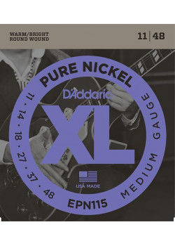 EPN115 XL Pure Nickel Комплект струн для электрогитары, никель, Medium 11-48, D'Addario