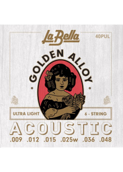 40PUL Golden Alloy Комплект струн для акустической гитары, бронза, 9-48, La Bella