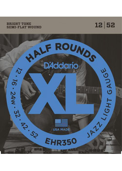 EHR350 Half Round Комплект струн для электрогитары, Jazz Light, 12-52, D'Addario
