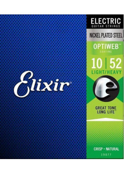 19077 Optiweb Комплект струн для электрогитары, никелированная сталь, Light/Heavy 10-52, Elixir
