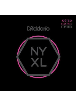 NYXL0980 NYXL Комплект струн для 8-струнной электрогитары, Super Light, 09-80, D'Addario