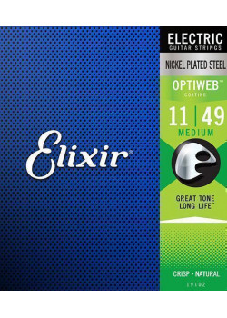 19102 Optiweb Комплект струн для электрогитары, никелированная сталь, Medium 11-49, Elixir