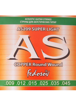 AS209 Copper Round Wound Комплект струн для акустической гитары, медь, 09-45, Fedosov