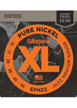 EPN22 XL Pure Nickel Комплект струн для электрогитары, никель, Jazz Medium, 13-56, D'Addario