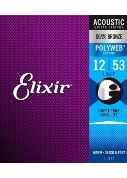 11050 POLYWEB Комплект струн для акустической гитары, Light, бронза 80/20, 12-53, Elixir