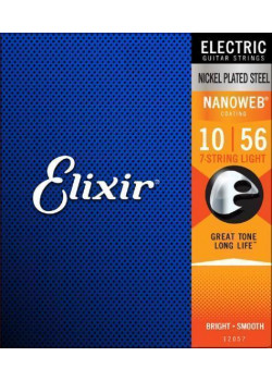 12057 NANOWEB Комплект струн для 7-струнной электрогитары, Light, 10-56, Elixir