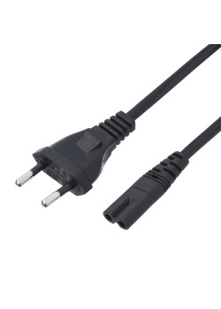 00-00025227 Кабель питания евровилка-C7 (2-pin) 1.8м ПВХ 0.75мм, черный, GoPower