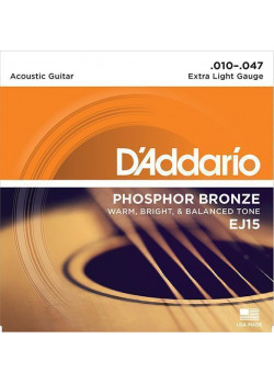 EJ15 PHOSPHOR BRONZE Струны для акустической гитары фосфорная бронза Extra Light 10-47 D`Addario