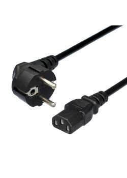 00-00027328 Кабель питания евровилка CEE 7/7-C13 (f) 3.0м, ПВХ 0.75мм, черный, GoPower