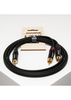 MJ2RCA-1,5m Y-кабель миниджек - 2 RCA с литым копусом и позолоченными контактами, 1,5м, SHNOOR