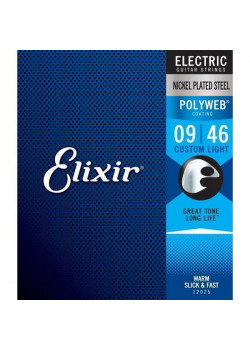 12025 POLYWEB Комплект струн для электрогитары, никелированная сталь, Custom Light 9-46, Elixir