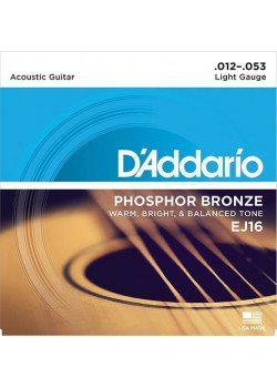 EJ16 PHOSPHOR BRONZE Струны для акустической гитары фосфорная бронза Light 12-53 D`Addario