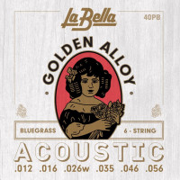 40PB Golden Alloy Комплект струн для акустической гитары, бронза 80/20, 12-56, La Bella