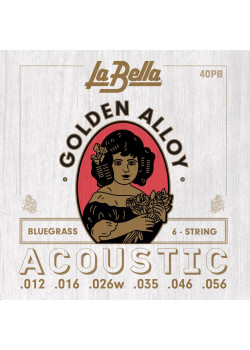 40PB Golden Alloy Комплект струн для акустической гитары, бронза 80/20, 12-56, La Bella
