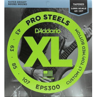 EPS300 ProSteels Комплект струн для бас-гитары, Lt top/Med bottom, 43-107, D'Addario